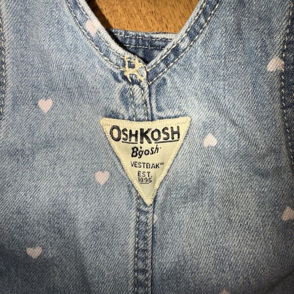 OshKosh B'Gosh Toddler Girl’s Denim Overalls with Hearts Size 18 months Snaps - Picture 11 of 14